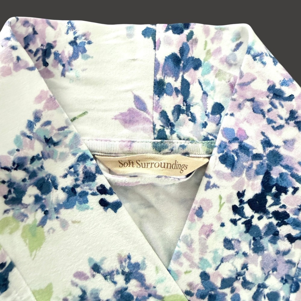 Soft Surroundings Tranquility Bamboo Robe & Nightgown M Soft Floral Sleepwear - Picture 12 of 15